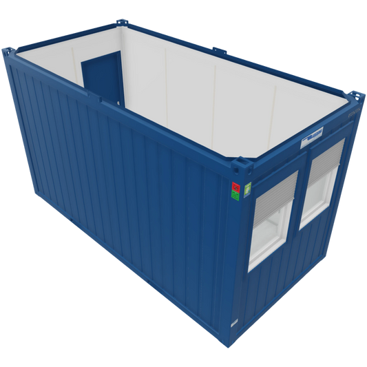 16-ft Bürocontainer in Blau– Außenansicht