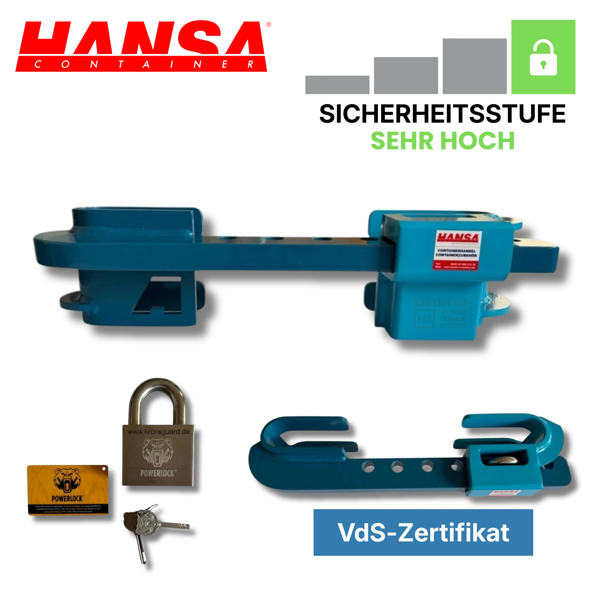 vds geprüfte fahrradschlösser Containerschloss ATHENE – Premium Hochsicherheit Accessories store Farbe:Alles grün Fahrräder & E-Bikes in