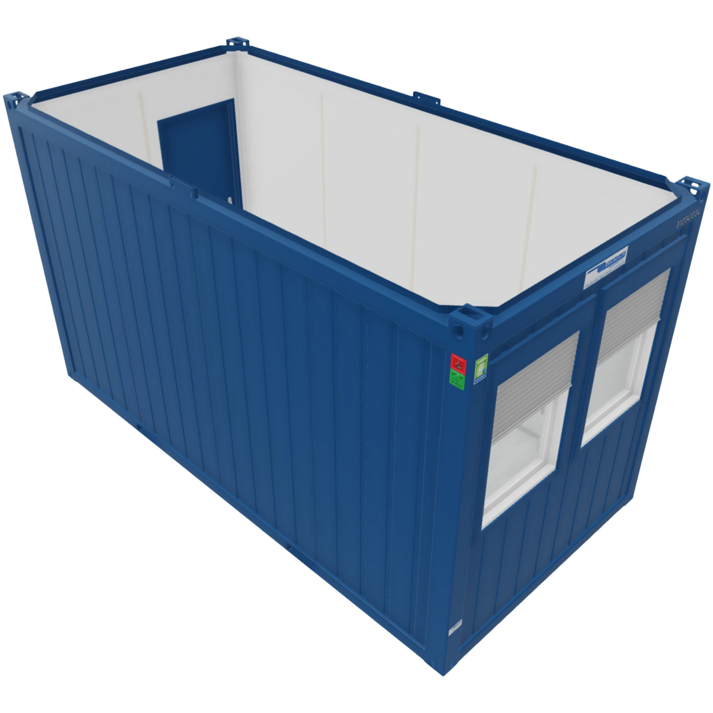 16-ft Bürocontainer in Blau– Außenansicht