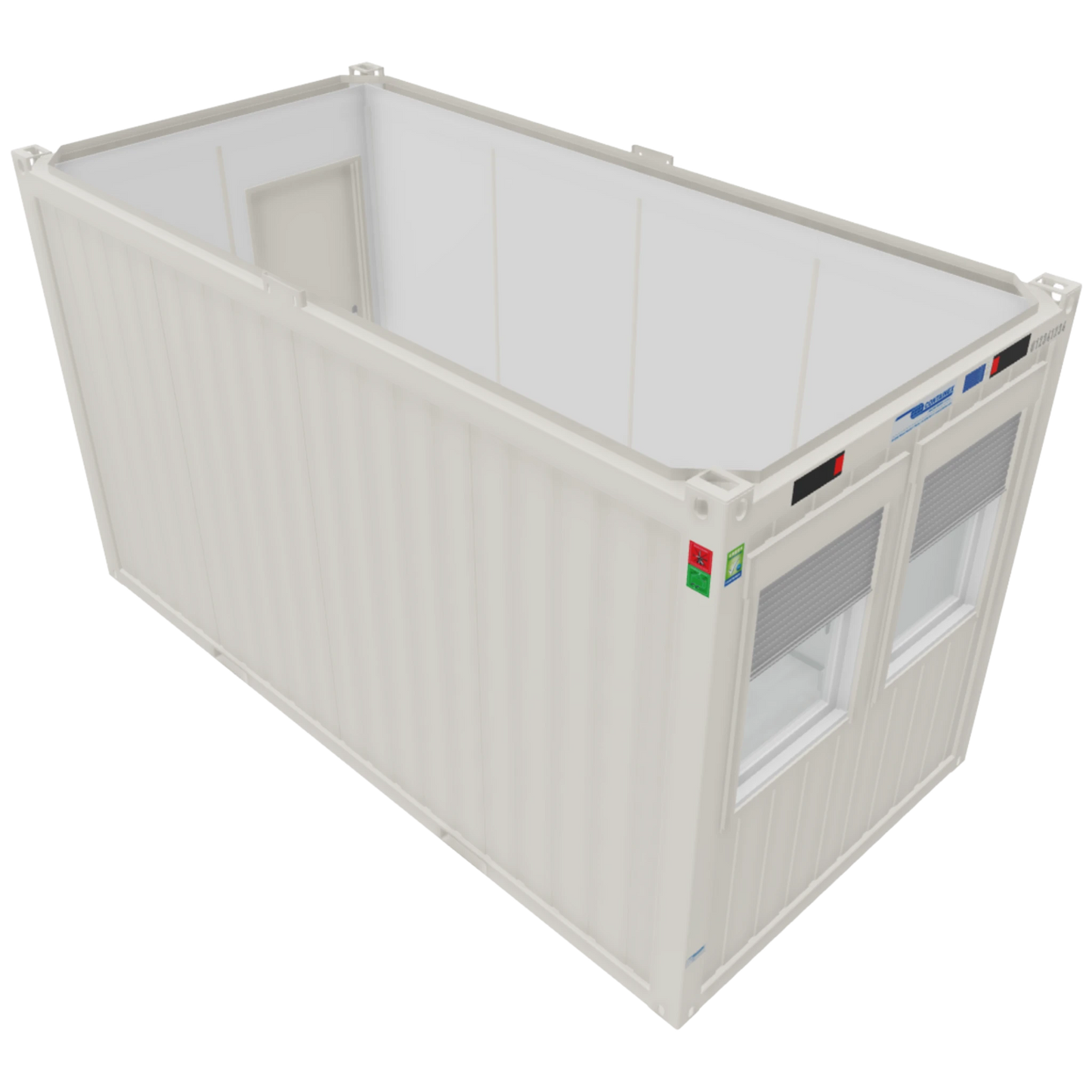 16-ft Bürocontainer in Weiß – Außenansicht