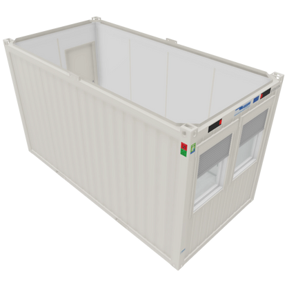 16-ft Bürocontainer in Weiß – Außenansicht