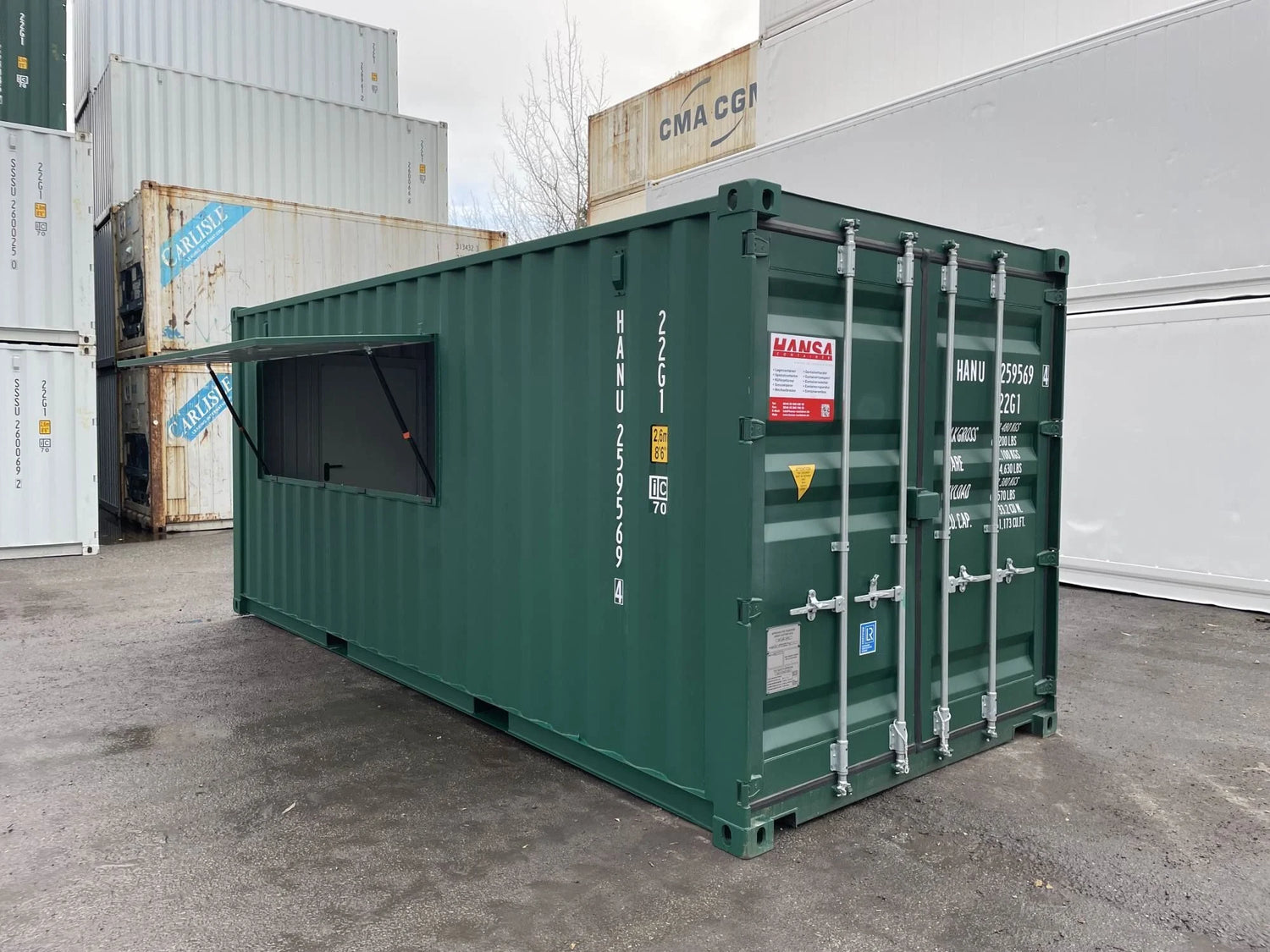 20ft Barcontainer in Grün mit Theke von Hansa Container