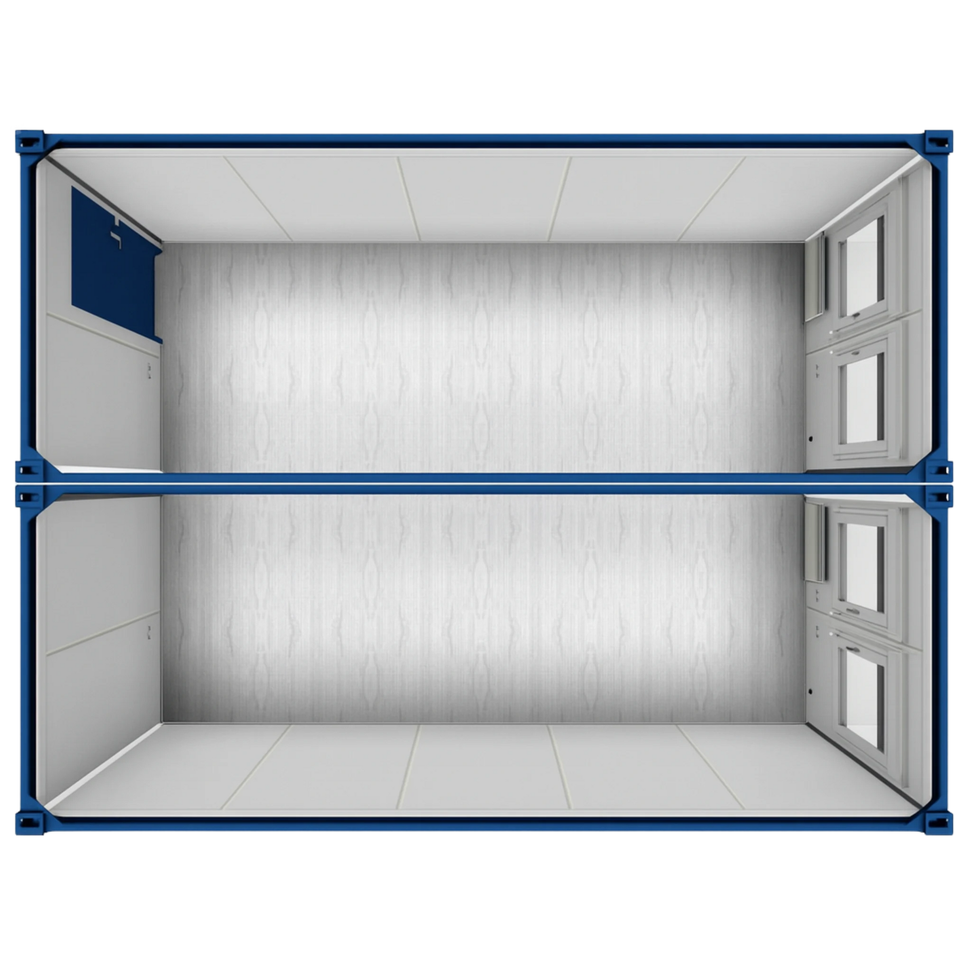 Draufsicht einer zweimoduligen Bürocontaineranlage