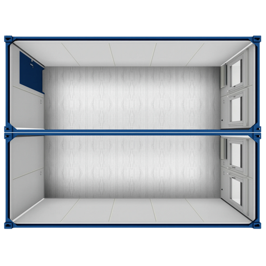 Draufsicht einer zweimoduligen Bürocontaineranlage