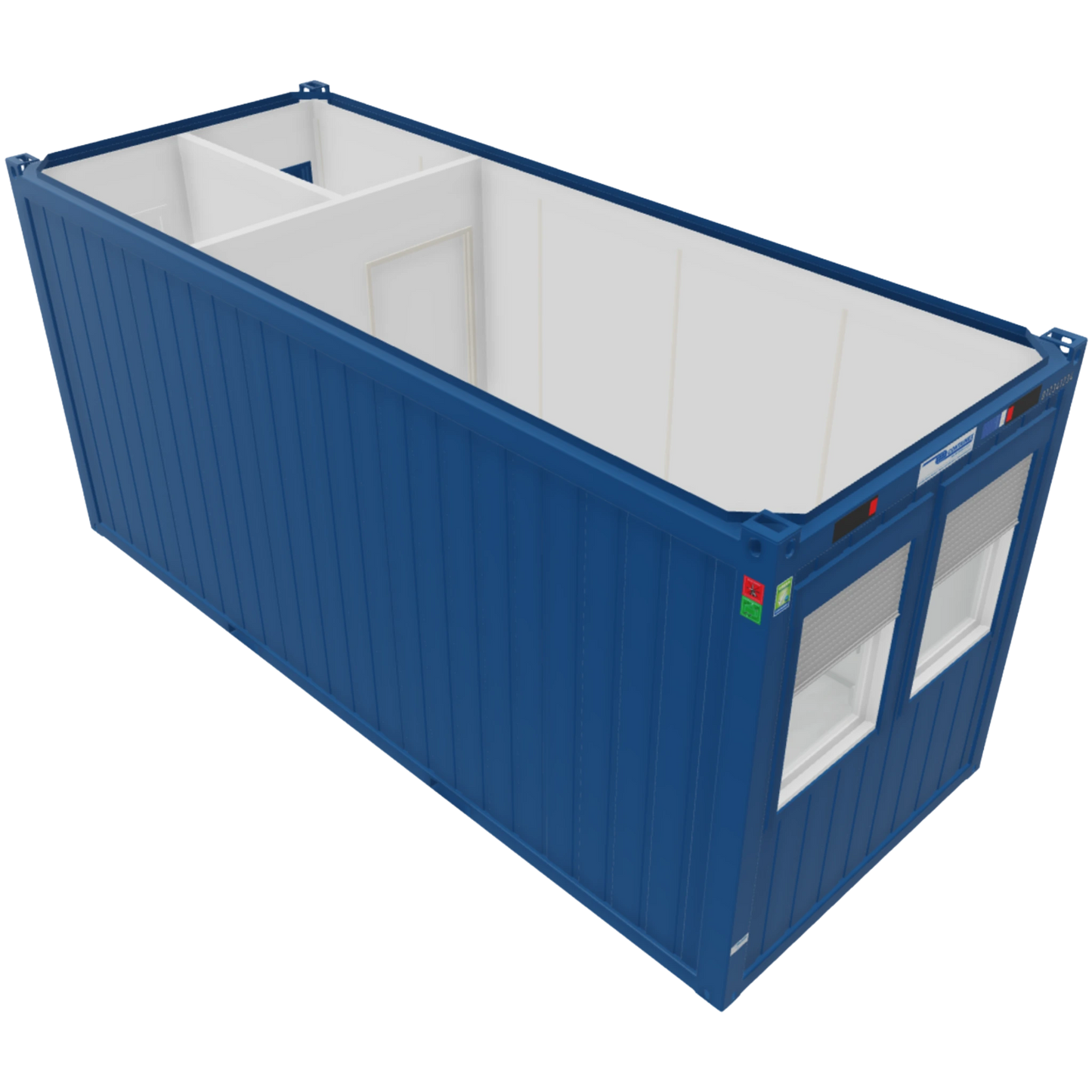 20ft Bürocontainer mit integrierter Toilette in Blau