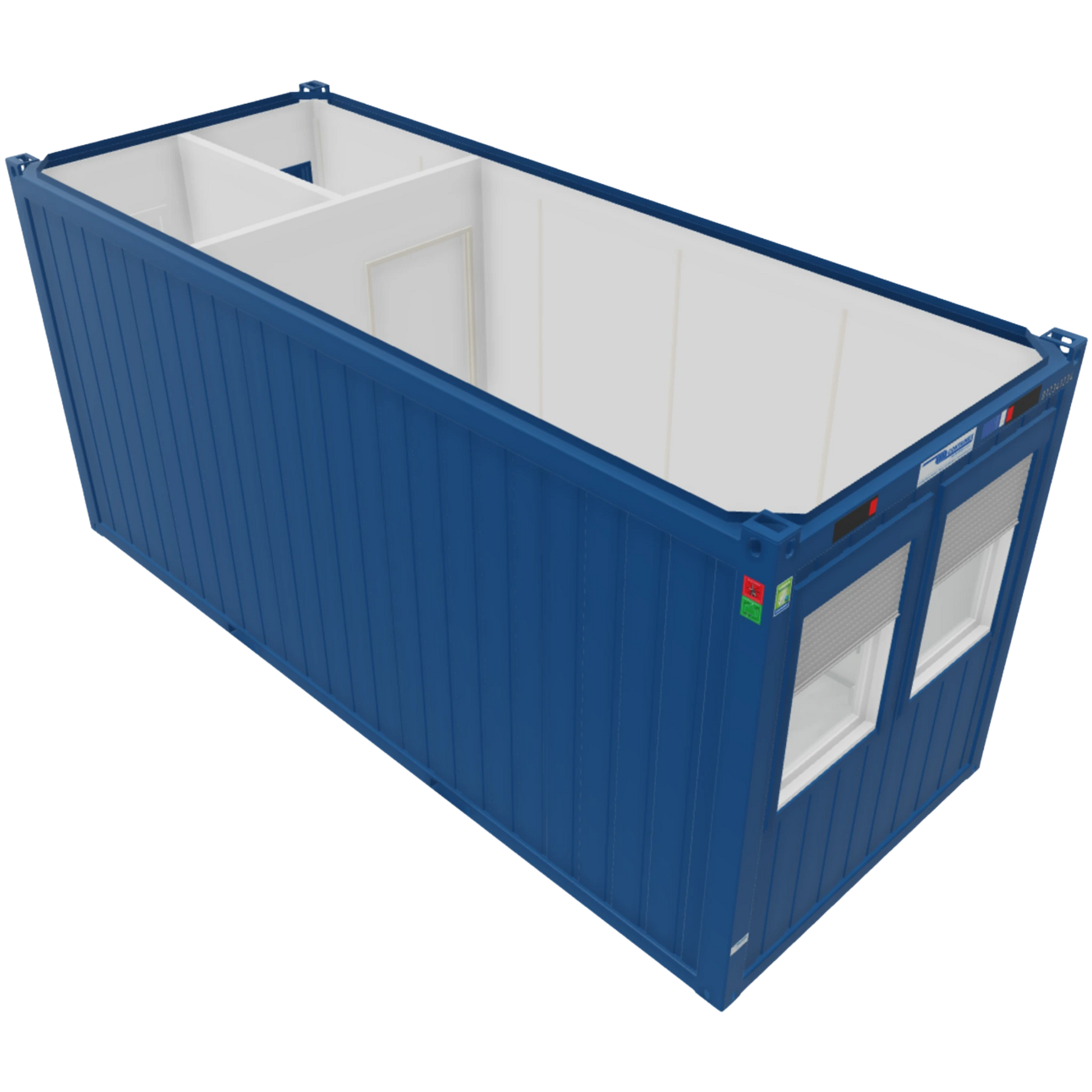 20ft Bürocontainer mit integrierter Toilette in Blau