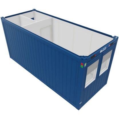 20ft Bürocontainer mit integrierter Toilette in Blau