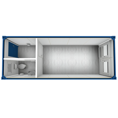 20ft Bürocontainer mit Toilette in Draufsicht