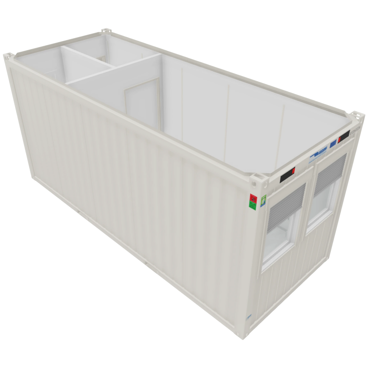 20ft Bürocontainer mit integrierter Toilette in Weiß