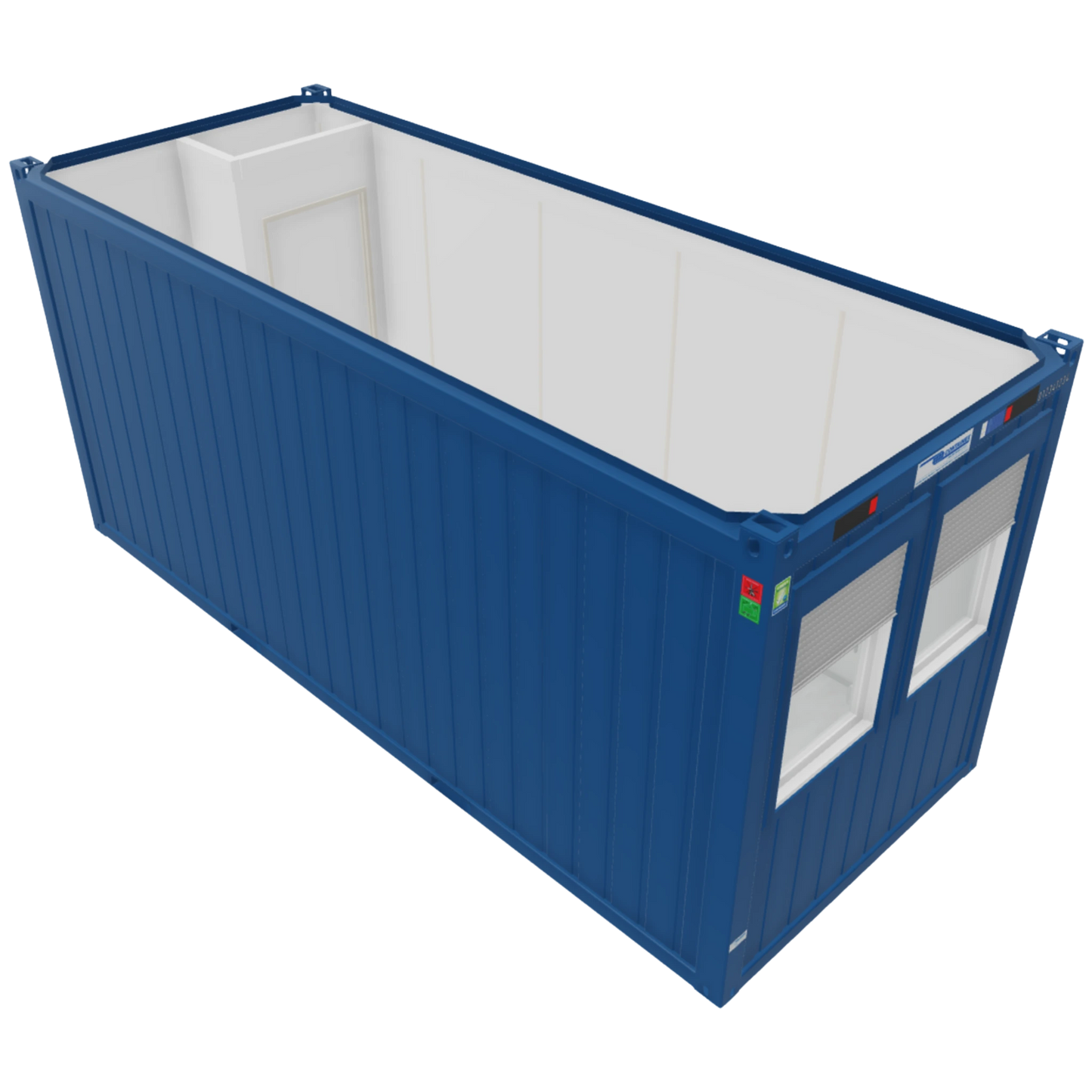 20ft Bürocontainer mit Windfang in Blau