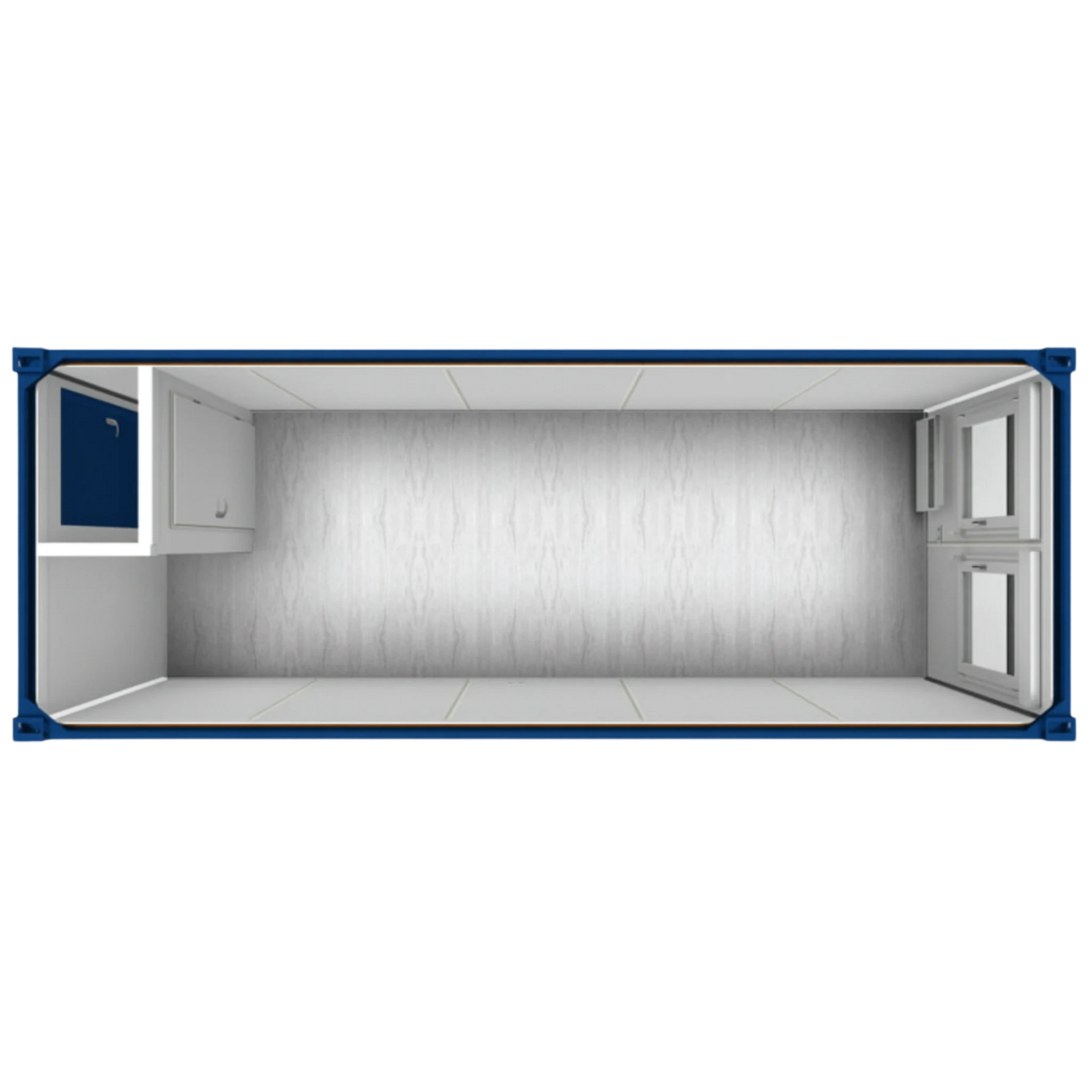 Draufsicht eines 20ft Bürocontainers mit Windfang