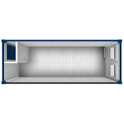 Draufsicht eines 20ft Bürocontainers mit Windfang