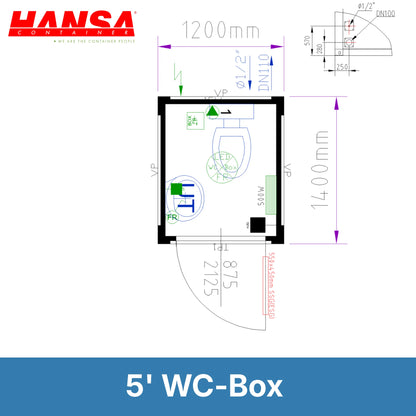5' WC Box -Sanitärcontainer