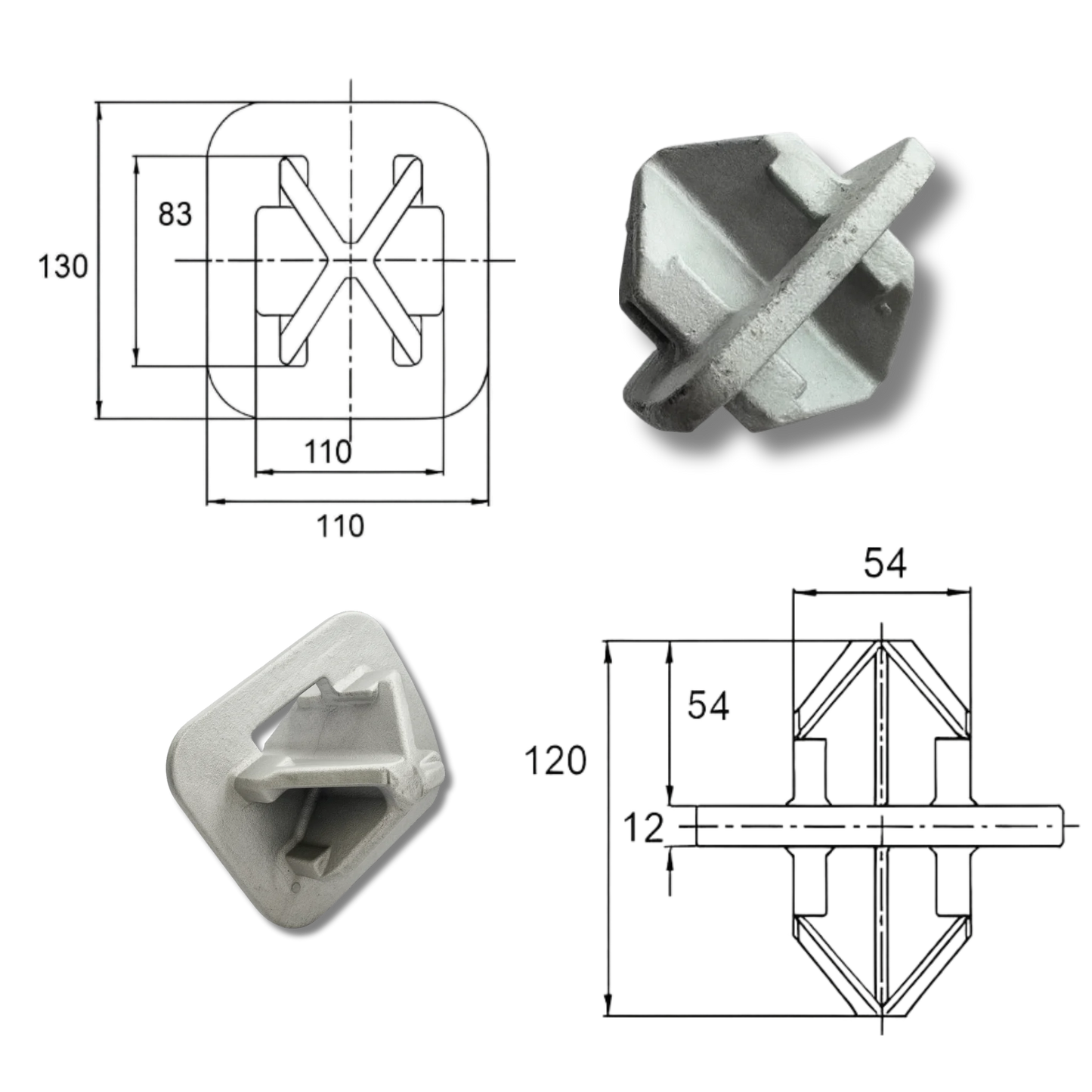 Technische Details eines horizontalen Stacking Cones für Container