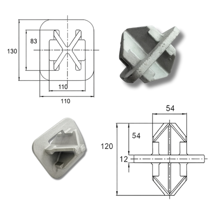 Technische Details eines horizontalen Stacking Cones für Container